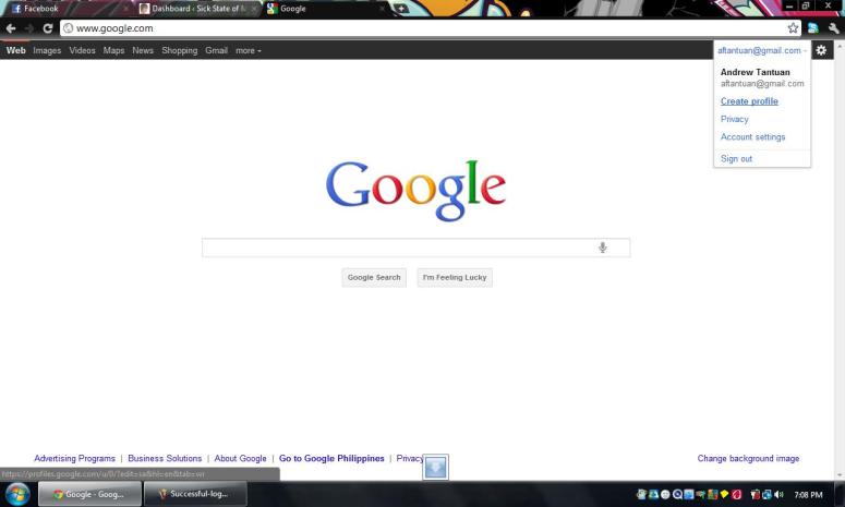 Google+: Click the create profile link