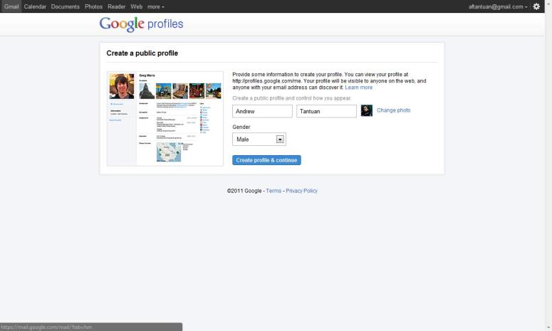 Creating a Google Profile account
