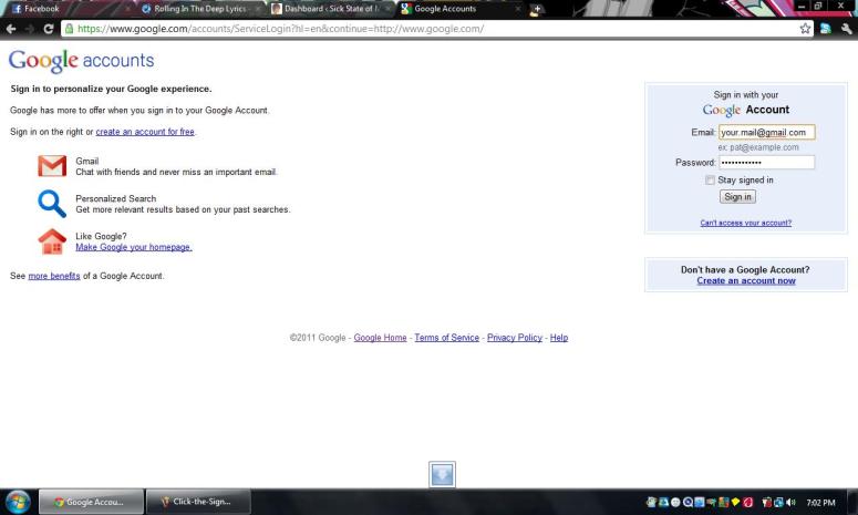 Enter the details of your Gmail account