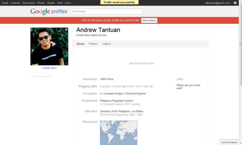 Filling out the information of your GooglePlus  profile