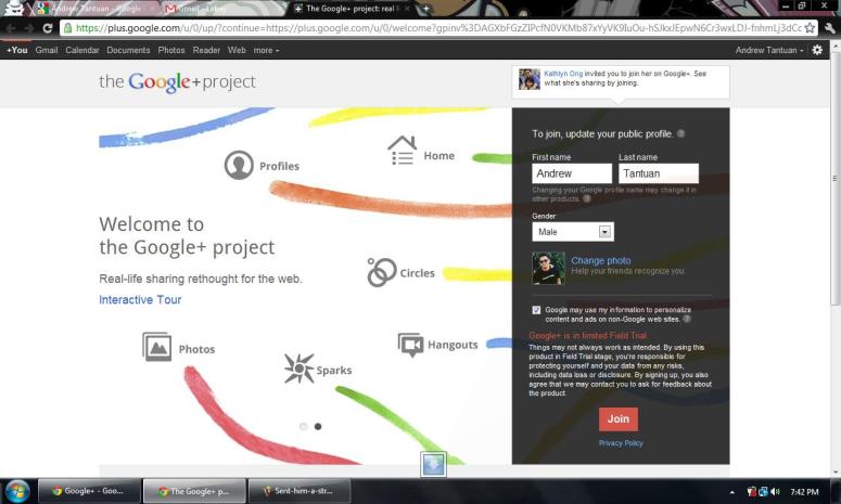 Successful Google Plus invitation received