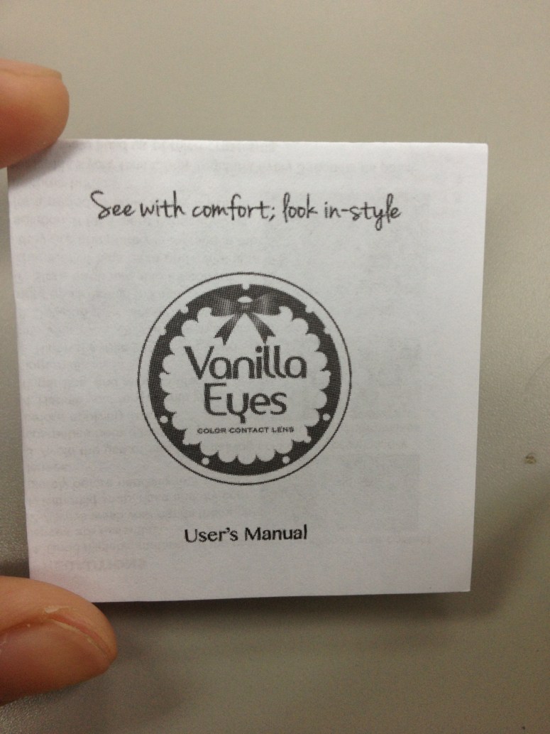 Vanilla Eyes contacts instruction manual